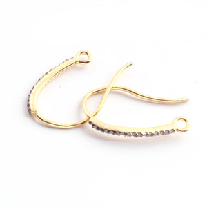 Extremely Beautiful 1 Pair Pave Diamond Hoop Earring - 925 Sterling Vermeil Fish Hoop Earring 21mmx11mm PDC875 - Tucson Beads
