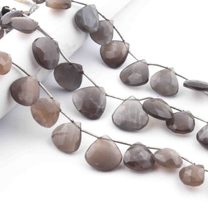 1  Strand Gray Moonstone  Faceted Briolettes -Heart Shape  Briolettes 13mmx12mm -18mmx17mm-8 Inches BR1930 - Tucson Beads