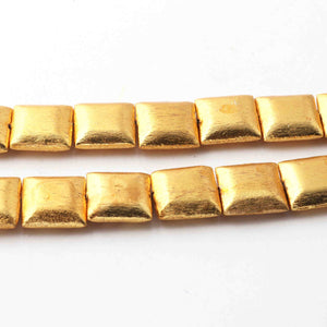 1 Stands Gold Plated Designer Copper Square Shape Beads, Copper Beads, Jewelry Making, 16mm, 8 inches BulkLot GPC887 - Tucson Beads