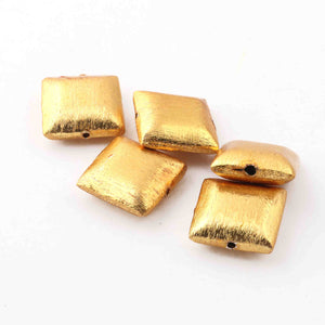 1 Stands Gold Plated Designer Copper Square Shape Beads, Copper Beads, Jewelry Making, 16mm, 8 inches BulkLot GPC887 - Tucson Beads