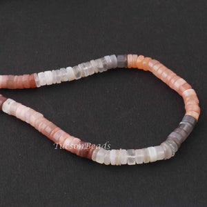 1 Strand Multi Moonstone  Smooth Heishi whell Briolettes - Gemstone Briolettes 6mm-7mm 13.5 Inches BR3713 - Tucson Beads