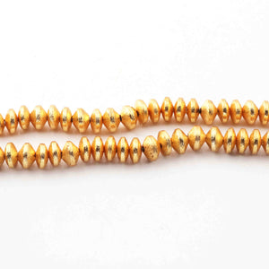 2 Strand Gold Plated Copper Wheel Beads ,Scratch Mat Finish Beads, Jewelry Supplies 8mm 8 inches GPC663 - Tucson Beads