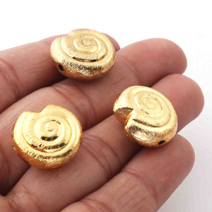 2 Strands 24k Gold Plated Over Copper Snail Mat Finish Beads- Snail Mat Beads -Spiral Beads-17mm- 8 inch Strand GPC686 - Tucson Beads