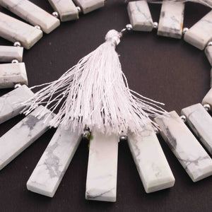 1 Long Strand White Howlite Smooth Rectangle Shape Briolettes  - Faceted Briolettes  17mmx8mm-31mmx9mm -9 Inches  BR01445 - Tucson Beads