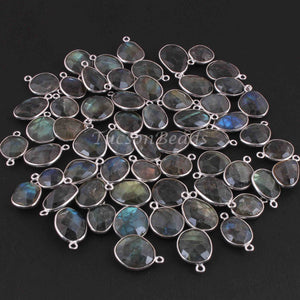 10 Pcs Beautiful Labradorite Assorted  Shape 925 Sterling Silver Gemstone Faceted Pendant - 23mmx13mm-16mmx11mm SS1129 - Tucson Beads