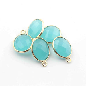 5 Pcs Birth Stone Faceted 925 Sterling Vermeil Oval Shape Pendant , Birthstone Colors Add- On Charm As Pendant 16mmx11mm  SS0013 - Tucson Beads