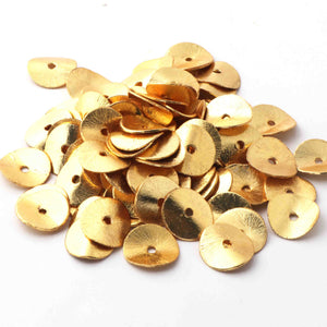 1 Strand Wave Disc Beads 24k Gold  Plated On Copper-Potato Chips Beads - 14mm- 7.5 inch Strand GPC607 - Tucson Beads