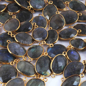 10 Pcs Labradorite Faceted 925 Sterling Vermeil Assorted Shape Connector 25mmx14mm-21mmx14mm SS1124 - Tucson Beads