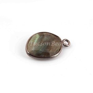 11 Pcs Labradorite Faceted Assorted  Shape Oxidized Sterling Silver Pendant - 20mmx12mm-14mmx9mm SS1130 - Tucson Beads