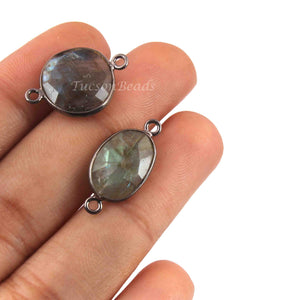 10 Pcs Beautiful Labradorite Assorted  Shape 925 Sterling Silver Gemstone Faceted Connector - 24mmx10mm-20mmx9mm SS1131 - Tucson Beads