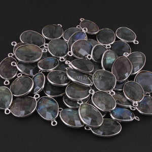 10 Pcs Beautiful Labradorite Assorted  Shape 925 Sterling Silver Gemstone Faceted Pendant - 23mmx12mm-17mmx11mm SS1127 - Tucson Beads