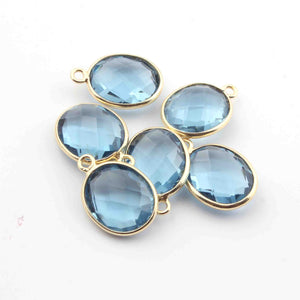 5 Pcs Birth Stone Faceted 925 Sterling Vermeil Oval Shape Pendant , Birthstone Colors Add- On Charm As Pendant 16mmx11mm  SS0019 - Tucson Beads