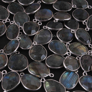 10 Pcs Beautiful Labradorite Assorted  Shape 925 Sterling Silver Gemstone Faceted Pendant - 23mmx12mm-17mmx11mm SS1127 - Tucson Beads