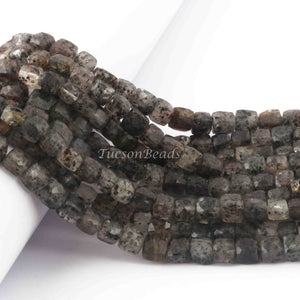 1 Strand Black Rutile Faceted Briolettes -Cube  Shape  Briolettes  6mm-8mm -8.5 Inches BR3721 - Tucson Beads
