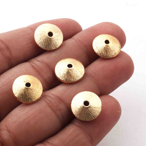 1 Strands Gold Plated Copper Wheel Beads ,Scratch Mat Finish Beads, Jewelry Supplies 12mm 8 inches GPC884 - Tucson Beads