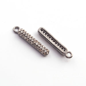 1 Pc Pave Diamond Designer Tube "Cylinder" 925 Sterling Silver Pendant - 17mmx3mm PDC864 - Tucson Beads