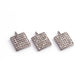 1 Pc Pave Diamond Square Charm 925 Sterling Silver Pendant - Square Charm Pendant 13mmx11mm PDC678 - Tucson Beads