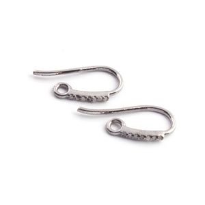 Extremely Beautiful 1 Pair Pave Diamond Hoop Earring - 925 Sterling Silver Fish Hoop Earring 16mmx9mm PDC 1166 - Tucson Beads