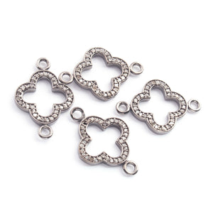 1 Pc Pave Diamond Clover Charm Connector - 925 Sterling Silver - 23mmx15mm PDC059 - Tucson Beads