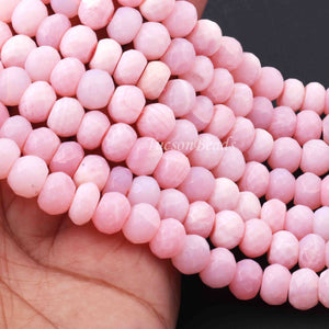 1 Long Strand Pink Opal Faceted Rondelles -Round Shape  Rondelles - 10mm -13 Inches BR1203 - Tucson Beads