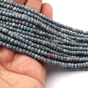 1 Long Strand  Silverite Ruby Foxite Faceted Rondelles -Round Shape  Rondelles - 4mm -13 Inches BR1204 - Tucson Beads