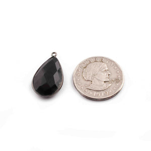 20 Pcs Black Onyx Faceted Pear Shape Oxidized Silver Plated Pendant  30mmx16mm -35mmx24mm PC1043 - Tucson Beads