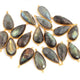 18 Pcs Labradorite Pear Shape 24k  Gold Plated Double Bail Connector - Labradorite Faceted Pear Shape Connector 37mmx16mm PC607 - Tucson Beads