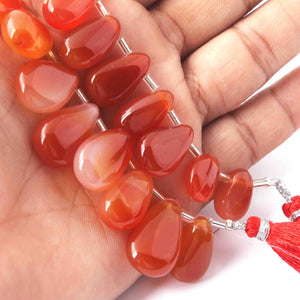 1 Strand  Carnelian Smooth Briolettes -Pear Briolettes 13mmx9mm-24mmx13mm 8 Inches BR02078 - Tucson Beads