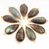 6 Pcs Labradorite Pear Shape 24k  Gold Plated Double Bail Connector - Labradorite Faceted Pear Shape Connector 37mmx16mm PC607
