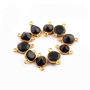 30 Pcs Black Onyx  24k Gold Plated Faceted Assorted Shape Connector -16mmx9mm-23mmx12mm  PC1018 - Tucson Beads