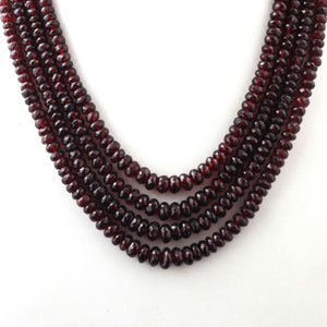 645 ct. 4 Strands Mozambique Garnet Faceted Rondelles Shape Necklace , Mozambique Garnet Rondelles  Beads,  Necklace - BRU120 - Tucson Beads