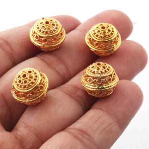 1 Strand 24k Gold Plated Designer Copper Casting Ball Shape Beads - 12mm - Jewelry - 8 Inches GPC616 - Tucson Beads