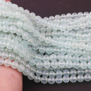 1 Strand  Green Chalcedony  Smooth Rondelles Beads - Ball Beads 6mm-7mm 8 Inches  BR2462 - Tucson Beads