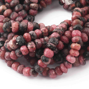 1  Strand  Rhodonite Faceted Roundelles Balls beads - Gemstone ball Beads 6mm 9 Inches BR2436 - Tucson Beads