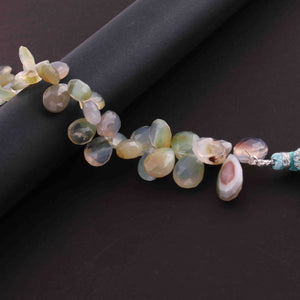 1 Strand Shaded Aqua Chalcedony  Faceted Briolettes -Pear Shape  Briolettes - 9mmx7mm-15mmx10mm 8.5 Inches BR3884 - Tucson Beads