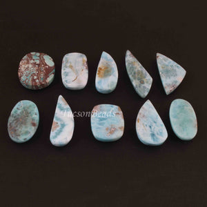 Amazing Genuine Larimar Smooth Cabochon - Mix Shape Loose Gemstone -33mmx18mm-50mmx16mm  LGS238 - Tucson Beads