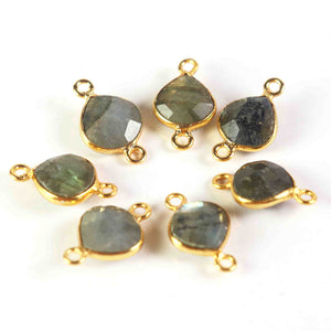 60 Pcs Labradorite 24k Gold Plated Faceted Heart Shape Connector --Labradorite Connector 13mmx10mm-17mmx11mm PC511 - Tucson Beads