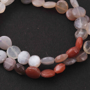 1 Strand Multi Moonstone Faceted Coin Briolettes - Multi Moonstone Coin Beads 8mm-9mm 9 Inch BR2516 - Tucson Beads
