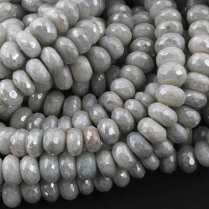 1  Strand White Silverite Faceted Rondelles  - Gemstone Rondelles  6mm- 10mm 13 Inches BR668 - Tucson Beads