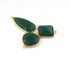 3 Pcs Green Onyx Faceted Assorted Shape 24k Gold Plated Single Bail Pendant- Green Onyx Assorted Pendant - 23mmx15mm-20mmx16 PC955