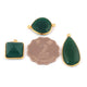 3 Pcs Green Onyx Faceted Assorted Shape 24k Gold Plated Single Bail Pendant- Green Onyx Assorted Pendant - 23mmx15mm-20mmx16 PC955 - Tucson Beads