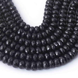 1 Long Strand Black Onyx Faceted Rondelles - Rondelles Beads - Black Onyx Beads - 6mm-9mm 8 Inches BR02061 - Tucson Beads