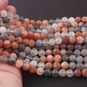 1  Strand Multi Moontone Faceted Balls  - Roundel ball Beads 8mm-9mm 12 Inches BR664 - Tucson Beads