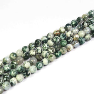 1 Strand Green Moss Agate Faceted Roundelles- Ball Beads  8mm 9 Inches BR3645 - Tucson Beads