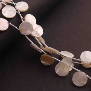 1 Strand Mother Of Pearl Smooth Coin  Briolettes -   11mm- 9 Inches BR01441 - Tucson Beads