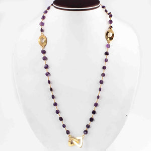 1 Pcs Amethyst Chain Necklace - Faceted Sparkly Necklace , Coin Beads 7mm, Necklace -24"Long GPC1352 - Tucson Beads