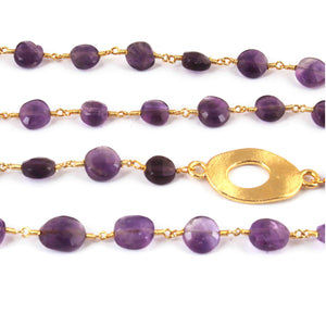 Amethyst Chain Necklace - Faceted Sparkly Necklace , Coin Beads 7mm, Necklace -24"Long GPC1351 - Tucson Beads