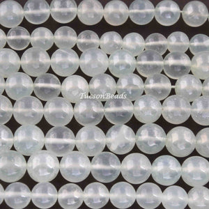 2 Strands AAA Quality Aqua Chalcedony Smooth Round Balls - Plain Round Ball Beads 7mm-9mm 8.5 Inches BR3061 - Tucson Beads