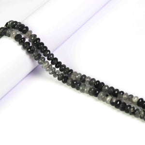 1 Long Strand Black Rutile Faceted Rondelles - Gemstone Rondelles 7mm 14 Inches BR785 - Tucson Beads