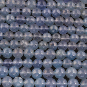 1 Strand  Natural Blue Chalcedony Silver Coated Smooth Rondelles Beads  8mm-9mm 8 Inches  BR3057 - Tucson Beads